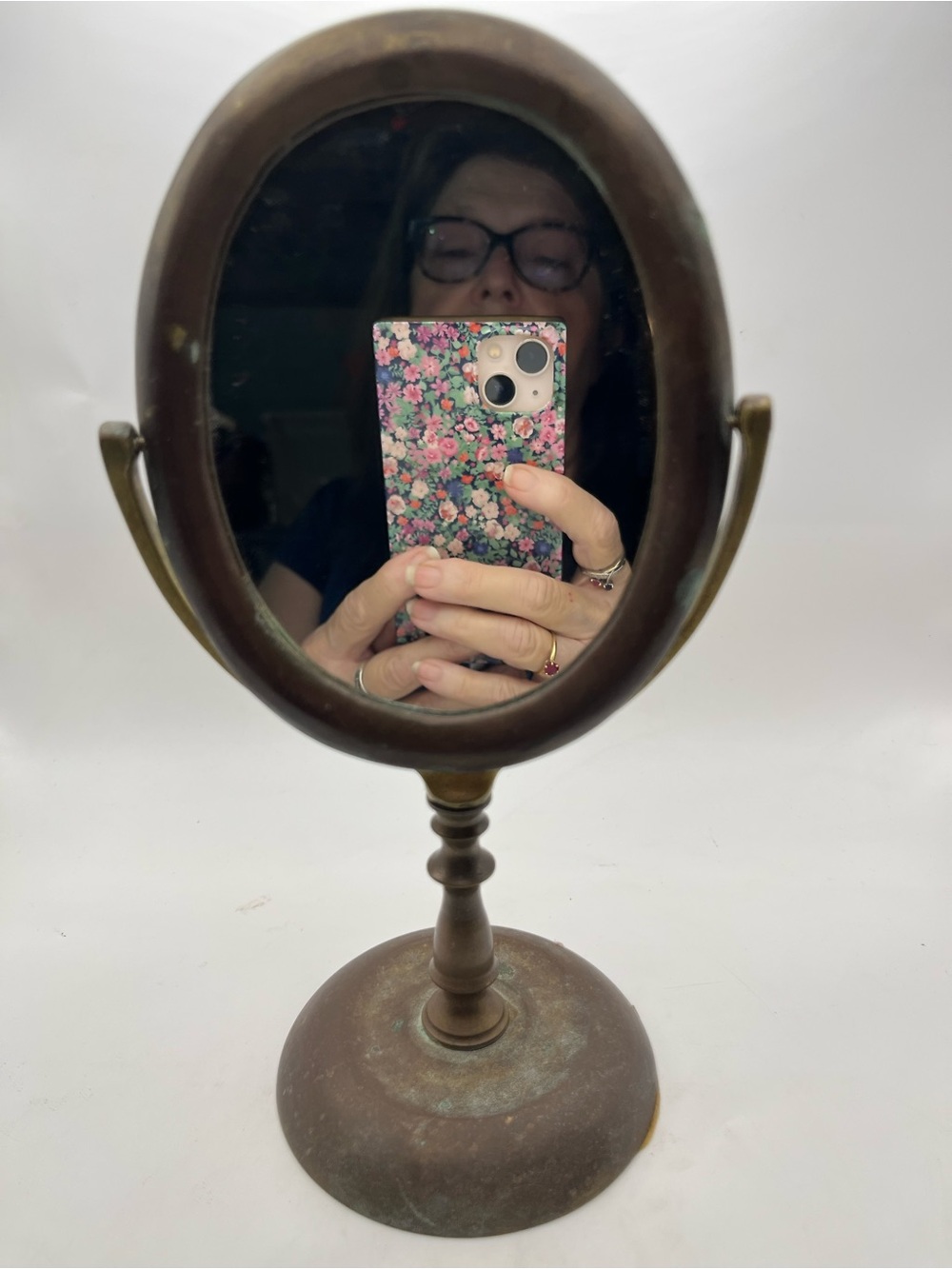 Source Unknown Oval Vanity Mirror in Brown Brass Tone